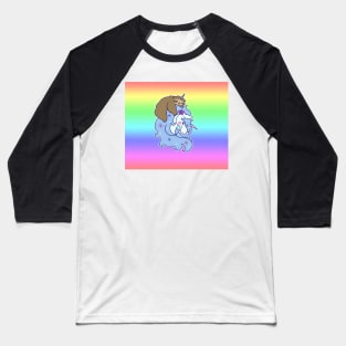 Sloth and Unicorn Pastel Rainbow Background Baseball T-Shirt